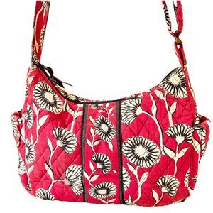 Vera Bradley Sophie Deco Daisy Crossbody Bag Red Black White Purse Retired